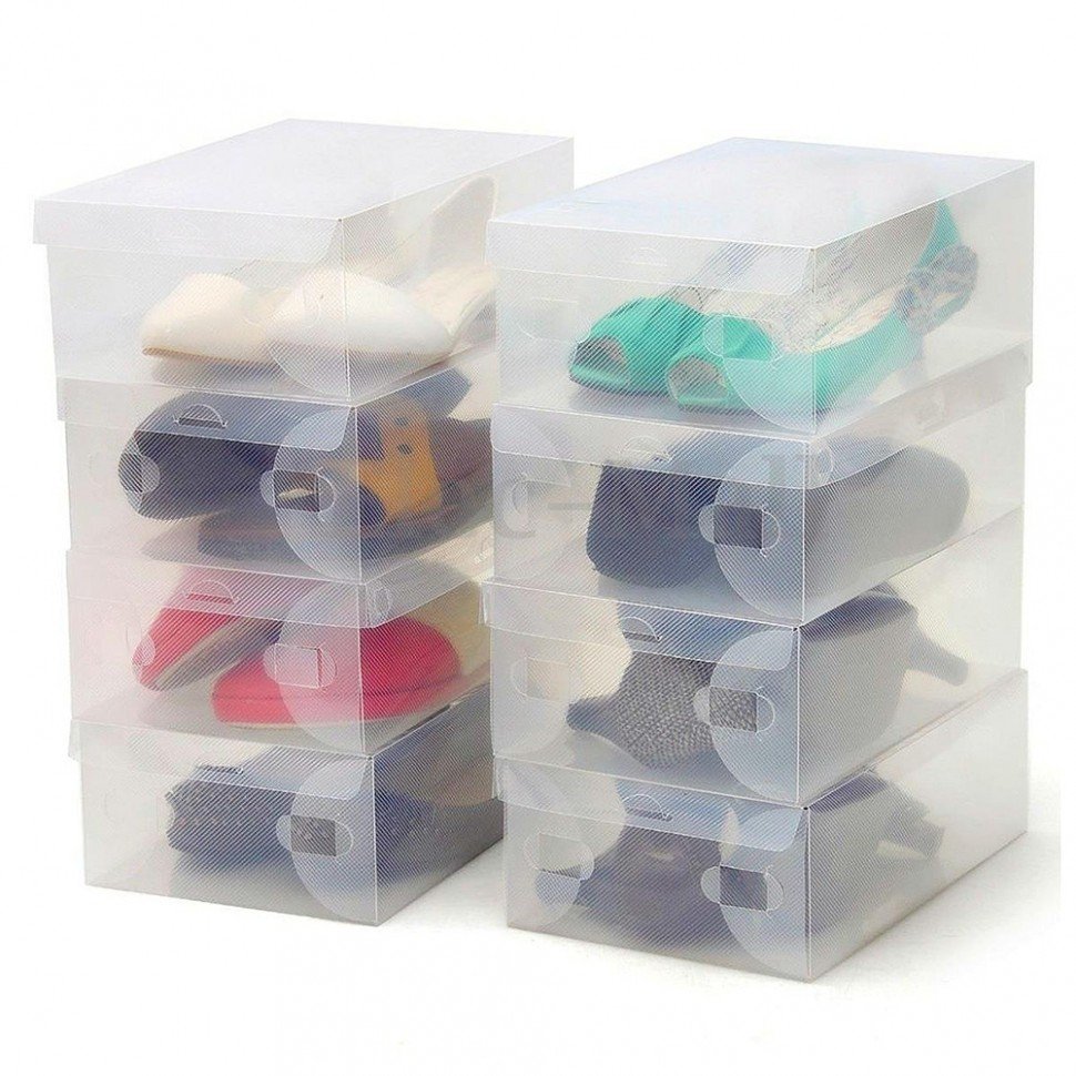 Прозрачная коробка из пластика для обуви