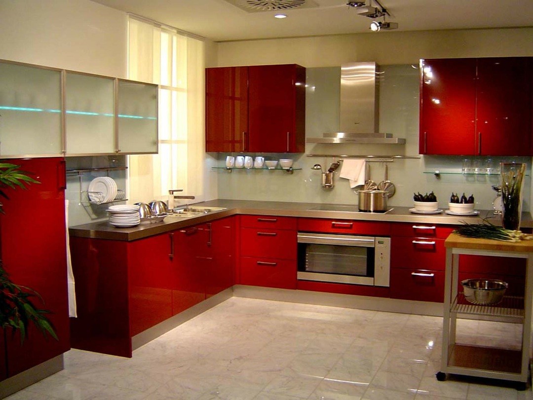 Кухни красного цвета в современном стиле