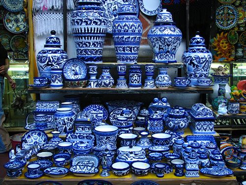 Синяя роспись керамики Талавера