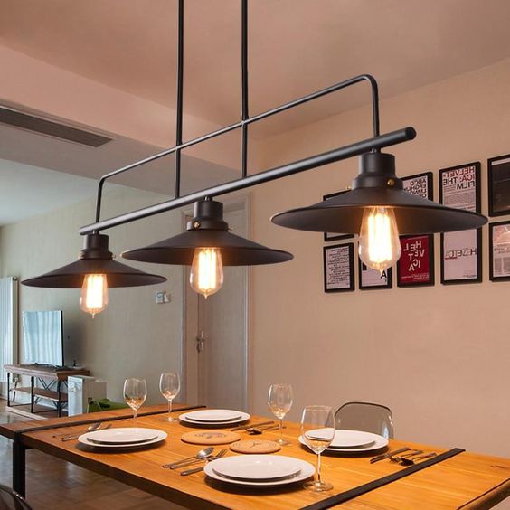 Различные варианты индустриальных светильников для кухни в стиле лофт