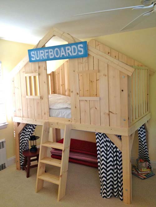 Проекты детских кроватей в виде деревянных домиков.