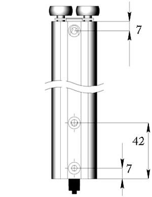 Схема сверления ручки профиля для сборки и крепления роликов и колёс