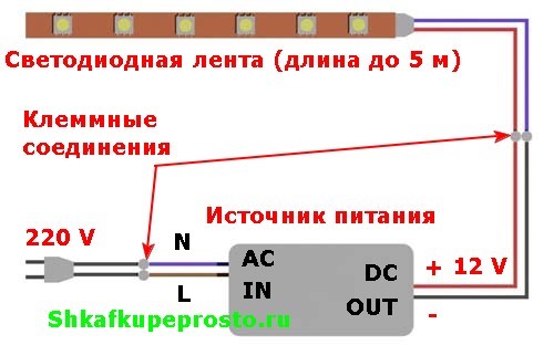 Схема включения выключателя для светодиодной ленты