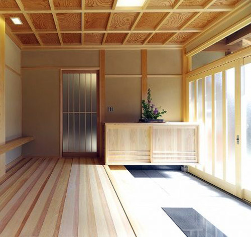 Генкан в современном японском доме фото.