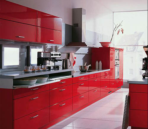 Кухни красного цвета в стиле модерн фото.