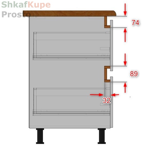 Схема установки Г- и П - образных планок в выемки на боковой стенке