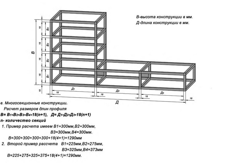 Пример расчёта многосекционной конструкции