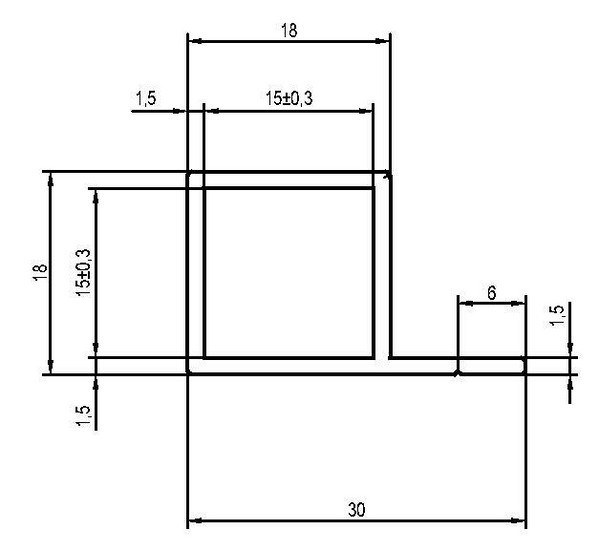 Прямой профиль с полочкой для установки полок и его сечение для создания элементов мебели в стиле лофт различной конфигурации